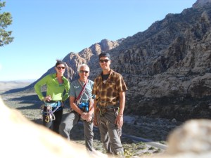 Paige Ashley, Casey and Connor at the top of a climb.