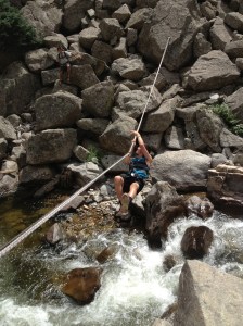 Ian Crossing Boulder Creek on Tyrolean